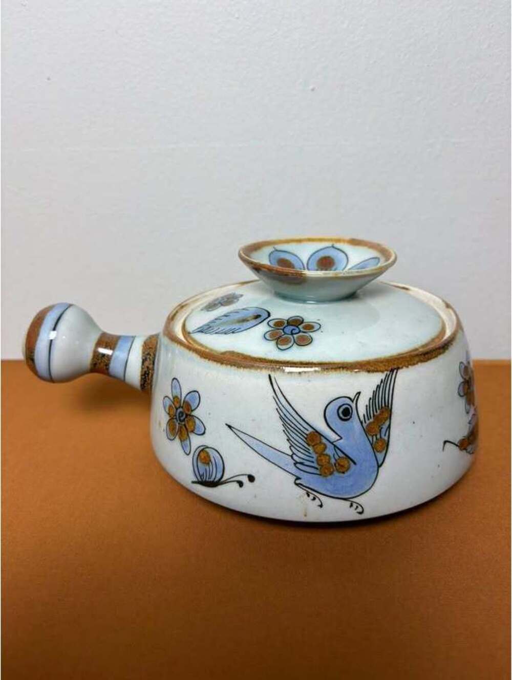 Vintage Mexican Pottery Ken Edwards El Palomar Blue Bird Signed Handpainted